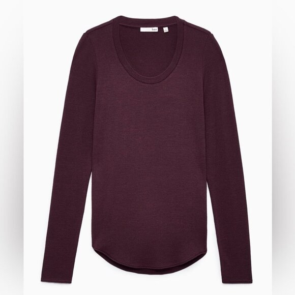 Aritzia Wilfred Burgundy Diapason T-Shirt Long-sleeve, scoop neck t-shirt size M - Picture 1 of 16